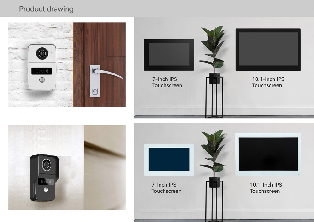 Smart Doorbell Wired - 1 adet LCD TUYA 2 kablolu