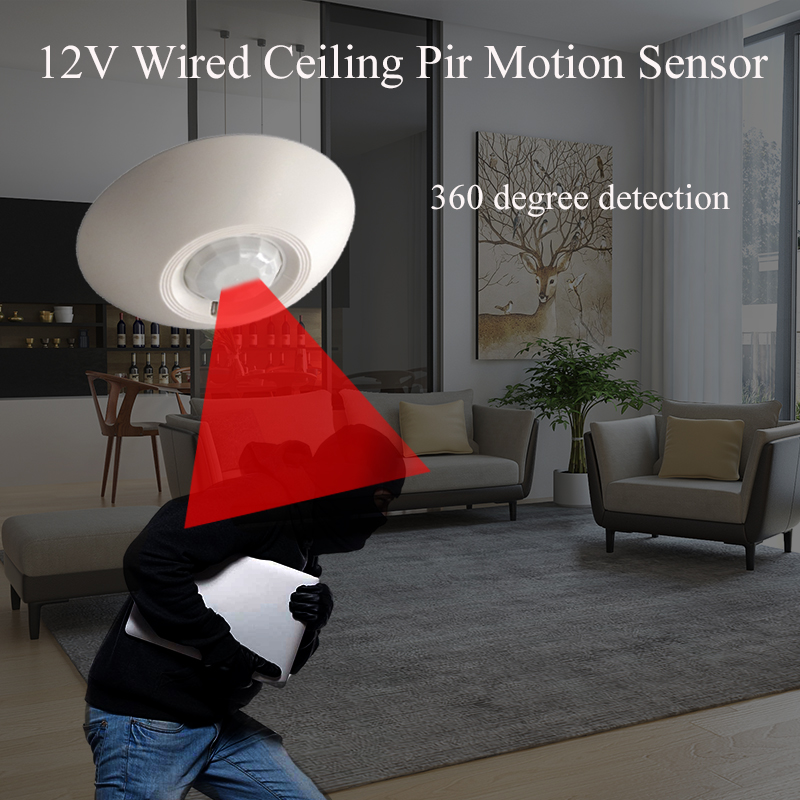 Motion Sensor Pir Wired - 12V Kablolu PIR Hareket Sensörü Tavan