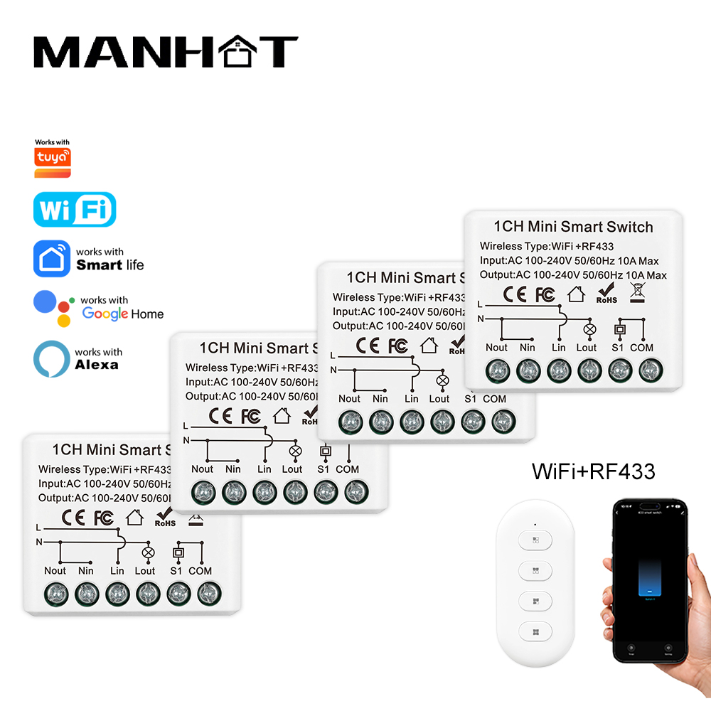 Home Automation Ideas - 10A Mini WIFI Akıllı Anahtar RF433Mhz