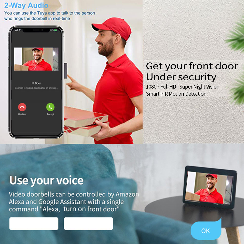 1080 P 7 Inç WiFi Görüntülü In - Smart Doorbell Wired incelemesi ve fiyatı